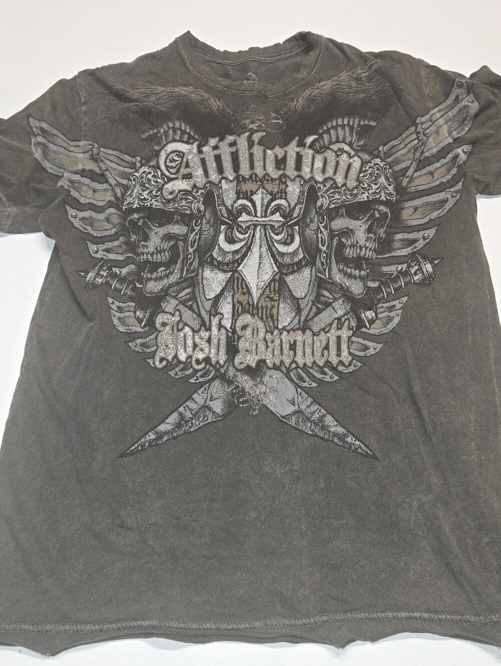 Vintage Affliction Josh Barnett graphic t-shirt skull Designs Grunge Style Small